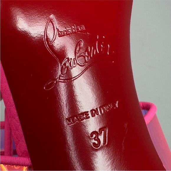 Christian Louboutin Loubi Duniss PVC Pink Iridescent Heels Size 37 - Picture 10 of 11